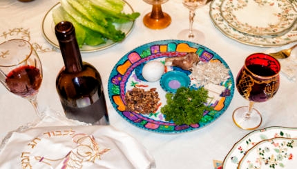 Traditional Passover seder table