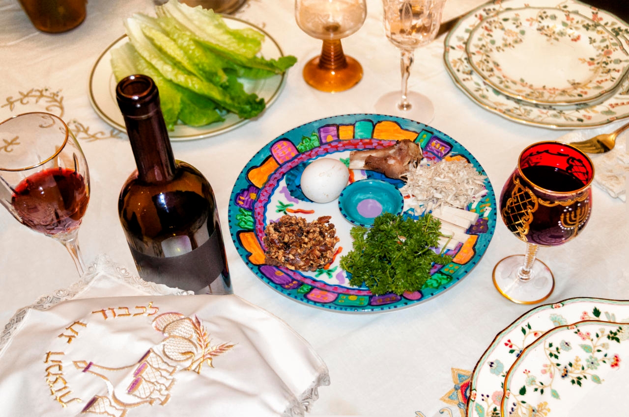 Traditional Passover seder table
