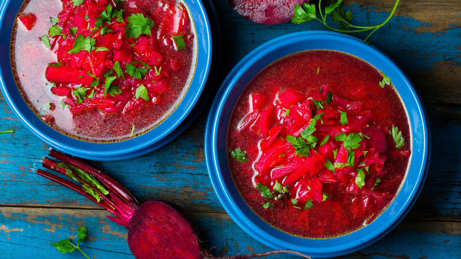 Beet Soup with Cheese Balls recipe