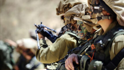 close-up of soldiers in the desert