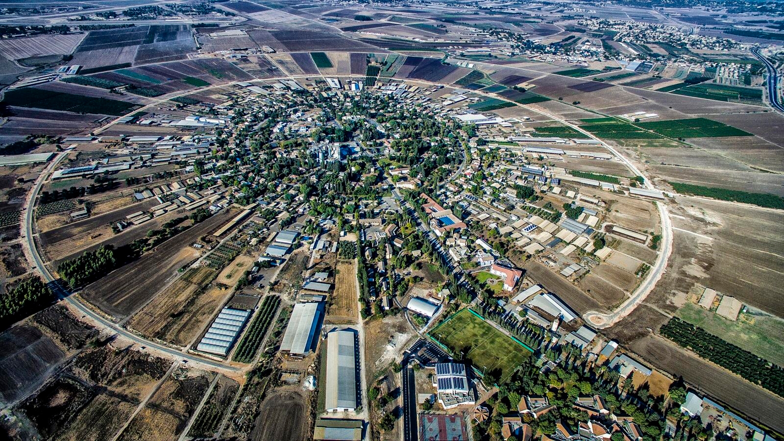 Aerial photo of farmland in Israel.