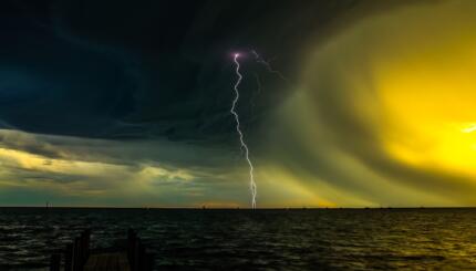 Photo of a lightning strike.