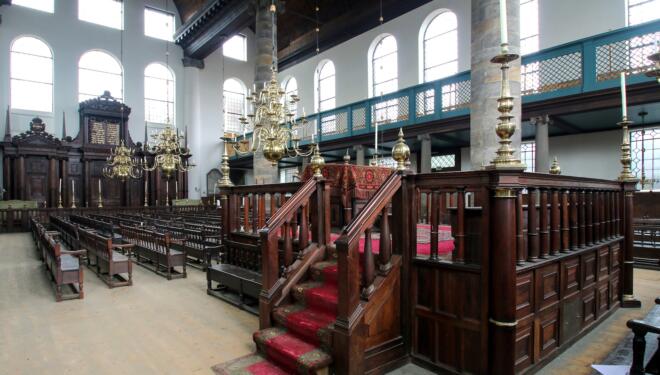 Interior of the Portuguese Sephardic Synagogue of Amsterdam, The Netherlands