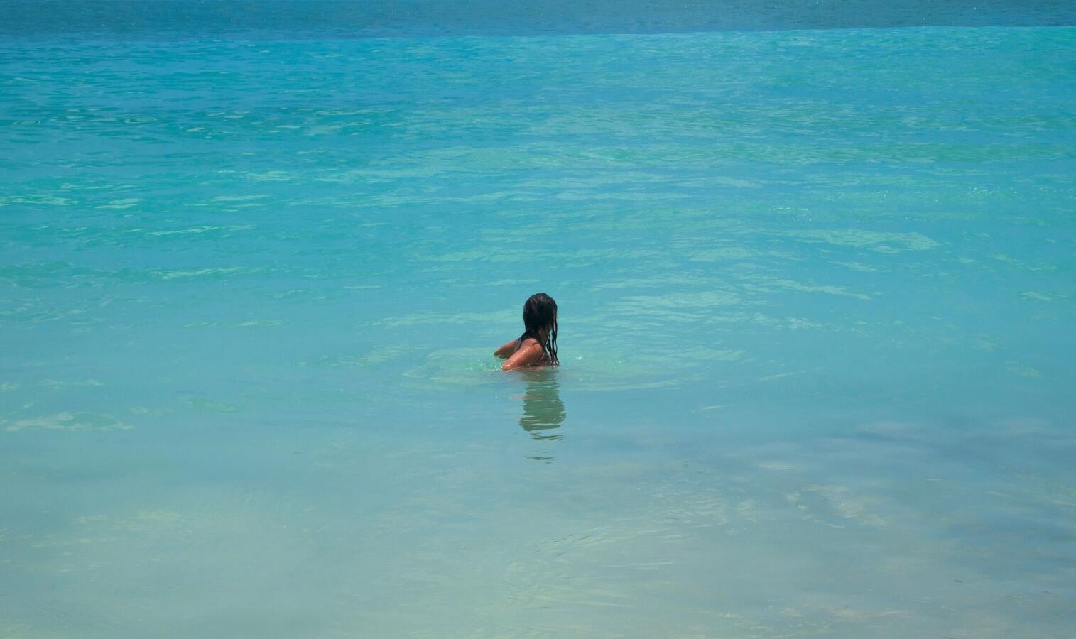 photo of a woman in an ocean
