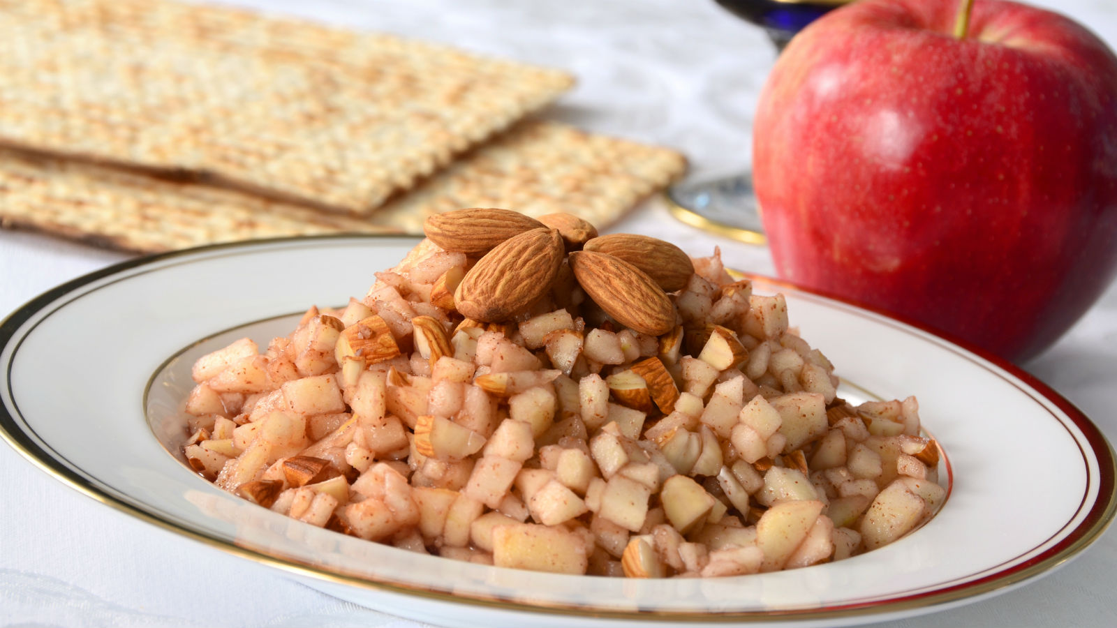 A bowl of the traditional Passover dish charoset, made from apples, cinnamon, wine and nuts.