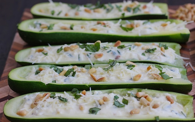 ricotta stuffed zucchini boats for Passover