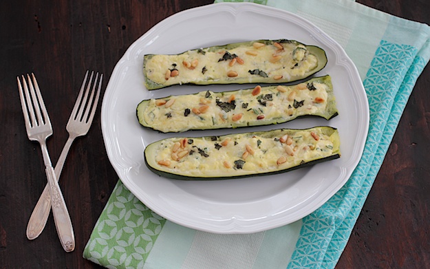 ricotta stuffed zucchini boats for Passover