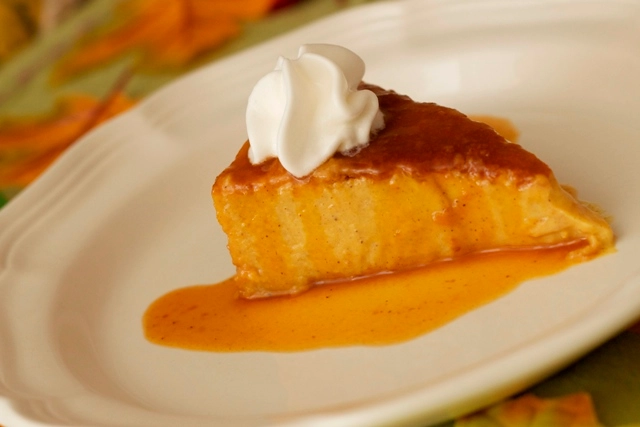 slice pumpkin flan