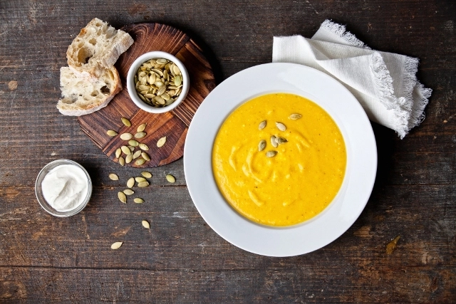 white pumpkin cheddar ale soup