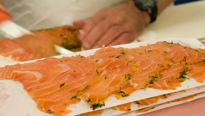 Smoked salmon lox homemade.