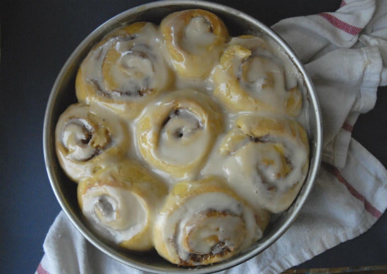 pumpkin challah cinnamon rolls.