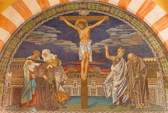 A mosaic in Jerusalem's Evangelical Lutheran Church of Ascension depicting Jesus' crucifixion. (iStock)