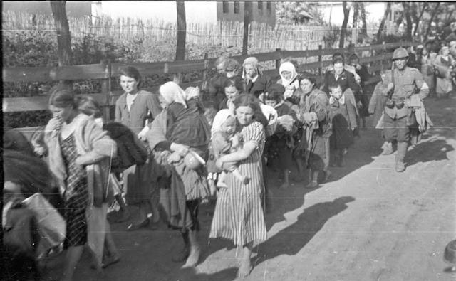 Jewish women being deported in Russia in July 1941. (Wikimedia Commons/German Federal Archive)