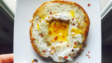 egg in a bagel hole