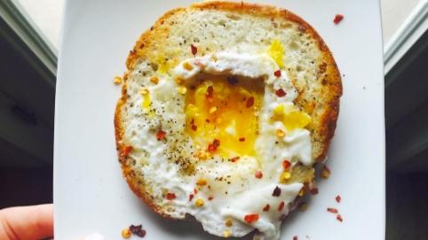 egg in a bagel hole