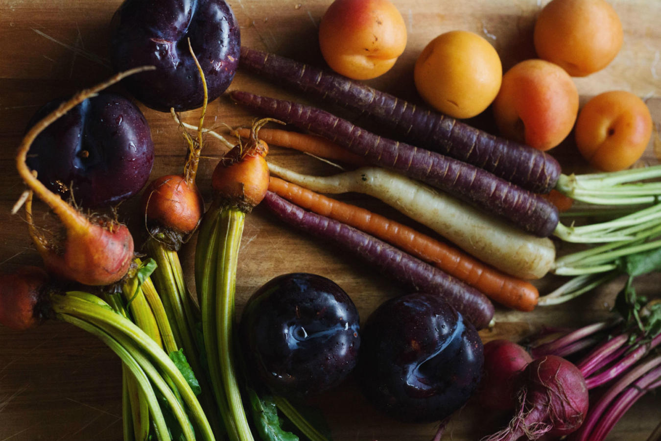 Carrots, turnips, stone fruits