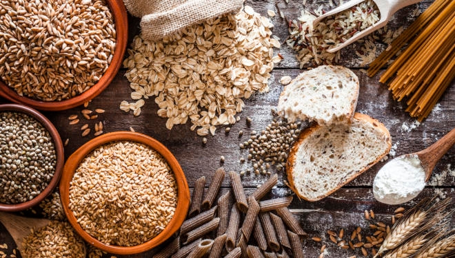 A variety of grains, including leavened and unleavened grains, as well as hametz, the five types of grains that are traditionally forbidden on Passover.