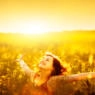 happy woman in field