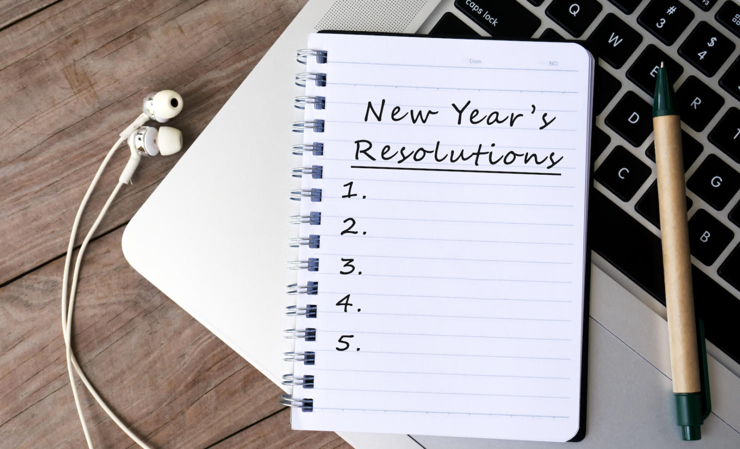 New Year's Resolutions List on Notepad