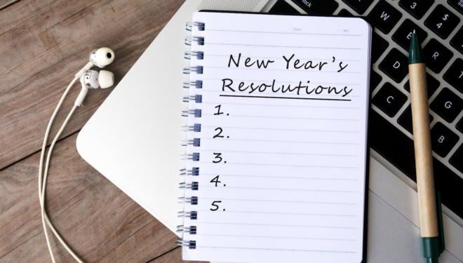 New Year's Resolutions List on Notepad