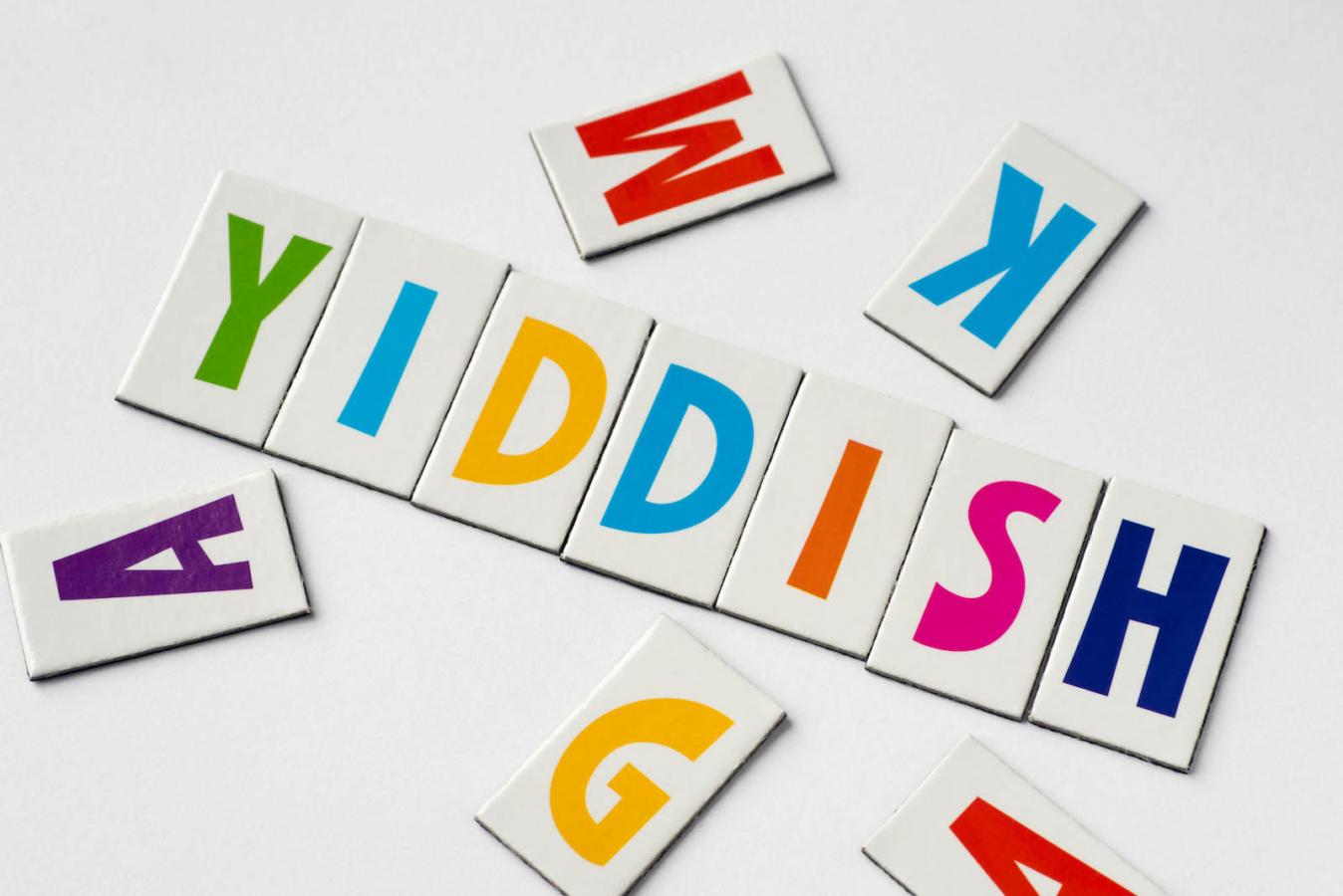 yiddish spelled out in colorful letters