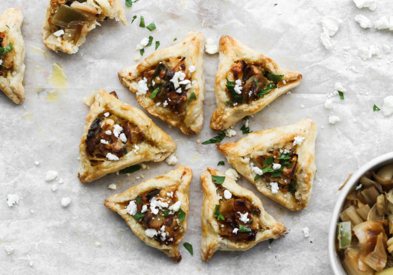 leek and feta purim appetizer savory hamantaschen recipe jewish