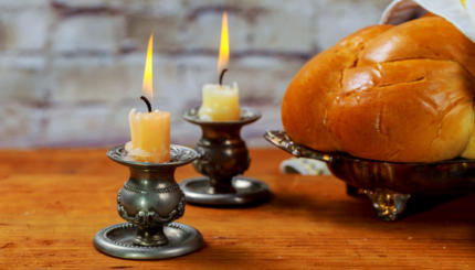 Shabbat Shalom - Traditional Jewish ritual challah bread,