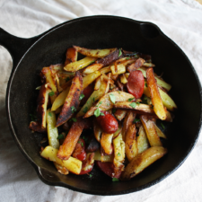 Fried Hot Dogs and Potatoes-image