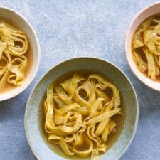 Golden Chicken Broth With Egg Noodles Recipe-image