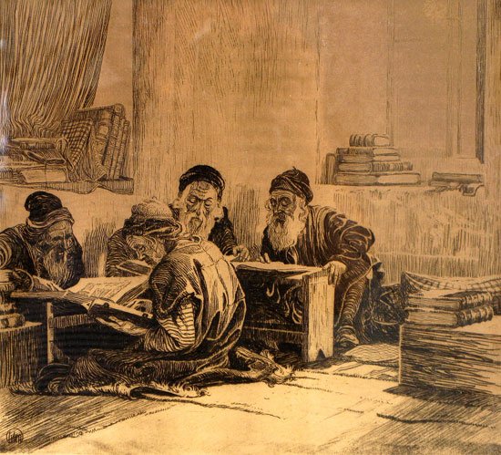 "The Talmud Students" by Ephraim Moses Lilien, 1915 (Public domain)