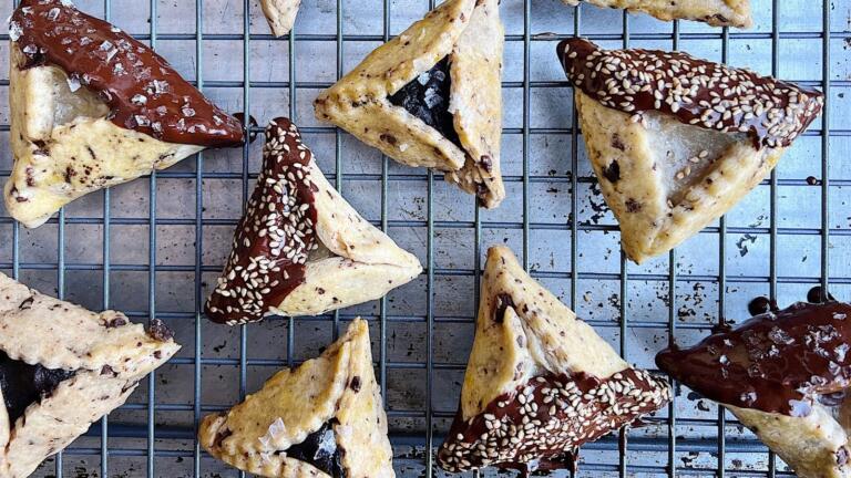 chocolate tahini hamantaschen recipe purim cookies jewish