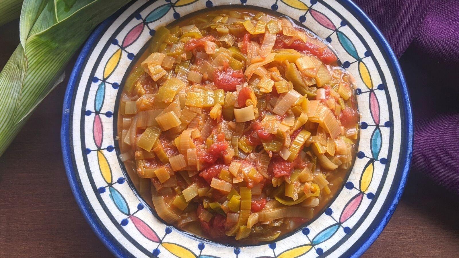 leeks passover jewish side dish tomatoes easy recipe