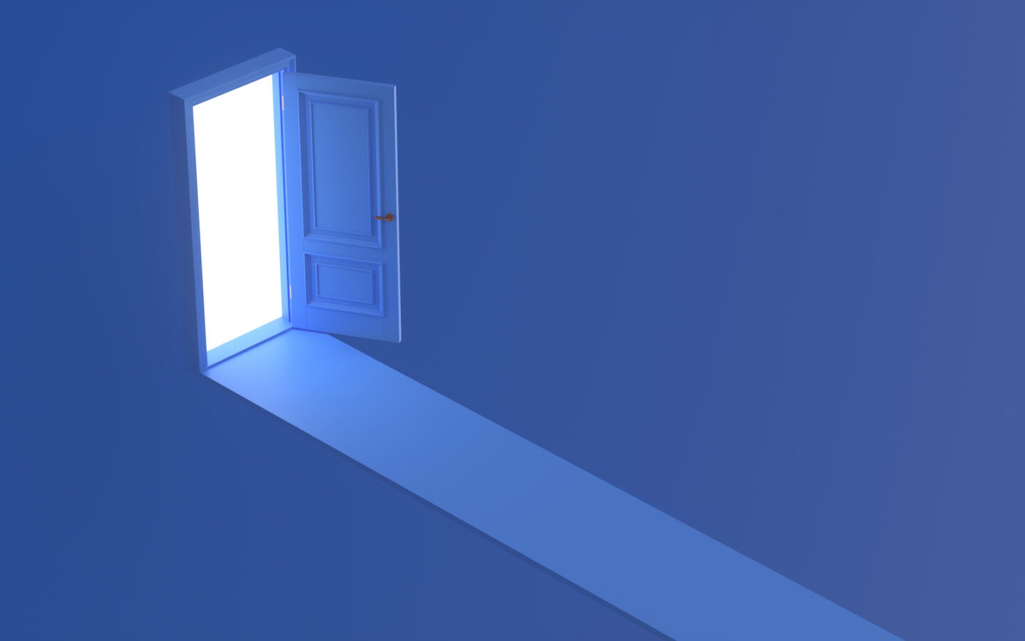 The door to the unknown in the blue space