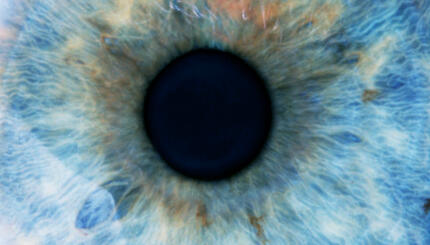 Dilated blue eye super close up