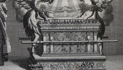 black and white engraving of the ark of the covenant