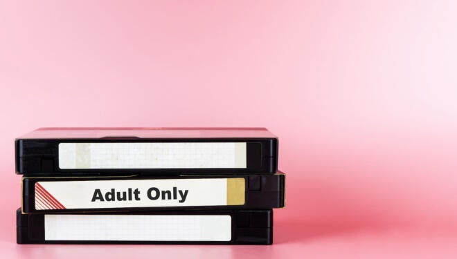 Adult movie only labeled on Video Tape for Pornography movie concept