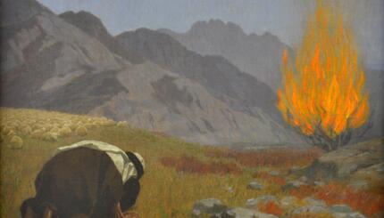 Painting of Moses and the burning bush.