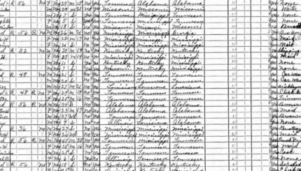 photograph of a page of census records from 1930