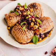 Hasselback Squash with Dates, Pistachios and Pomegranate Recipe-image