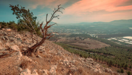 View from Mount Precipice to Iksal, a local Arab council in northern Israel, southeast of Nazareth