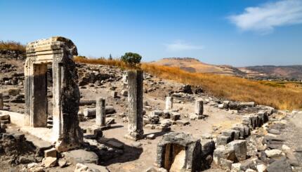 Ancient synagogue ruins on Mount Arbel, Galilee, Israel, Middle East