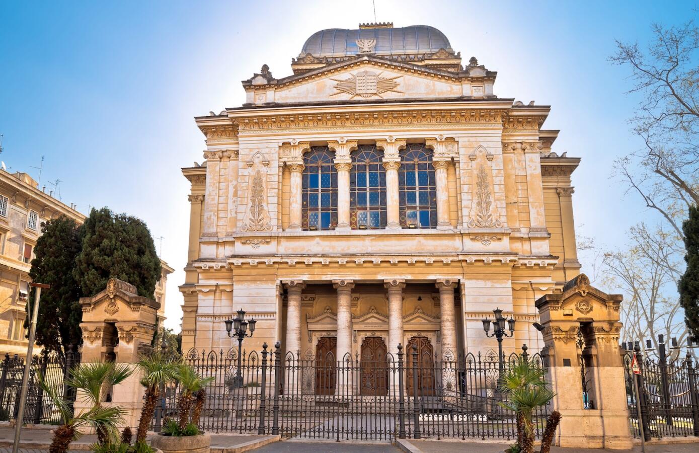 Rome. Great Synagogue of Rome facade view, Jewish temple in eternal city