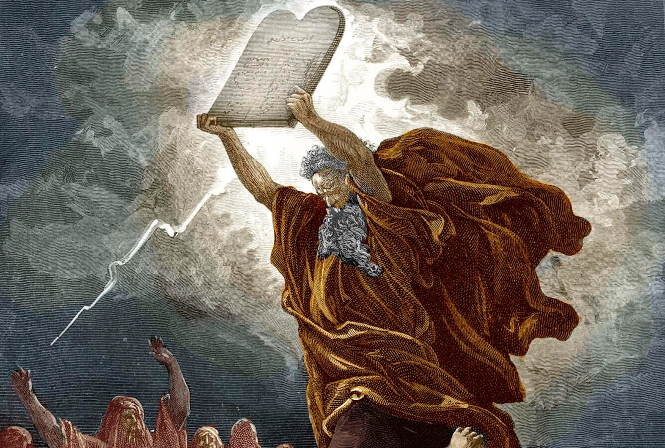 Moses breaks the tablets of the law by Dor√© - Bible