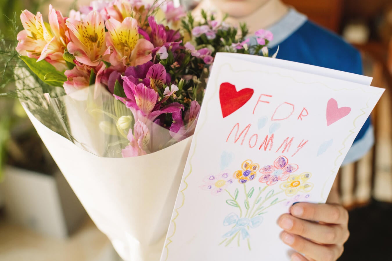 card and flowers for mother's day