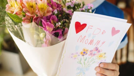 card and flowers for mother's day