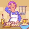 illustration of a woman making challah