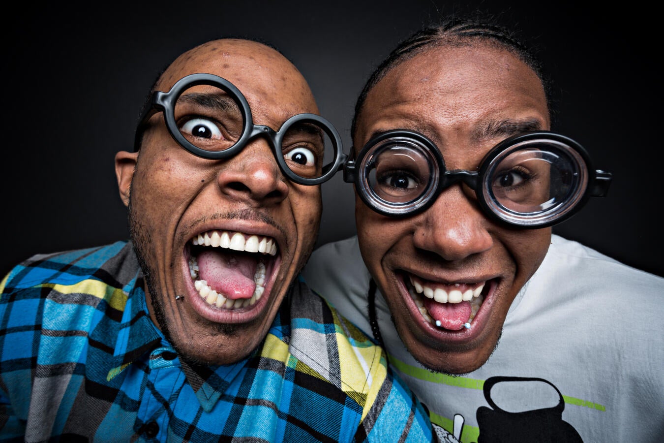 two dorky men in glasses