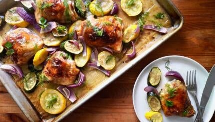 Sheet-pan Hot Honey and Sumac Chicken and Summer Veggies
