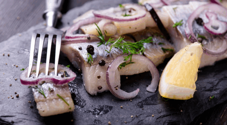 Herring and onions Jewish recipe