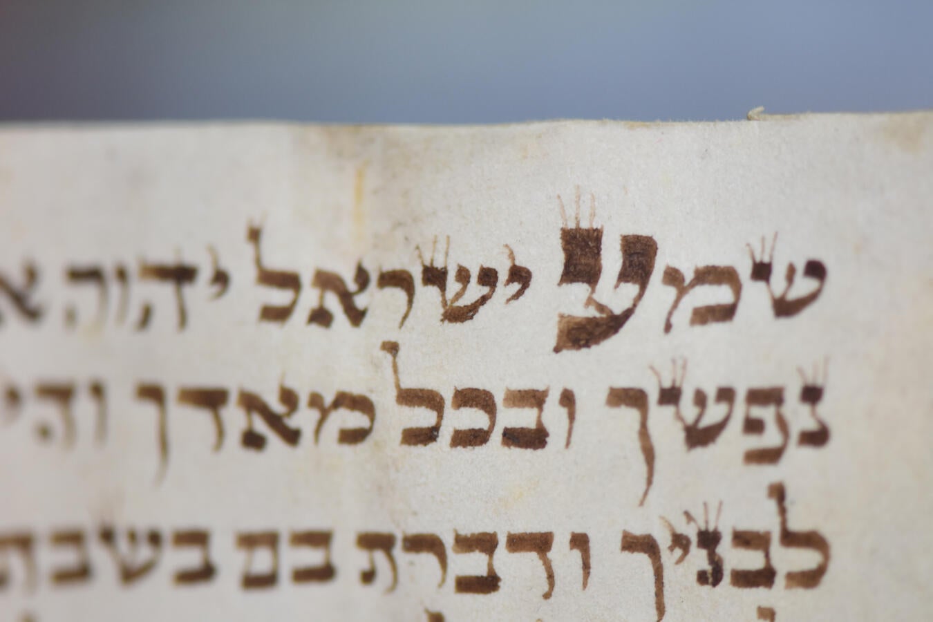 Hebrew letters on a parchment scroll